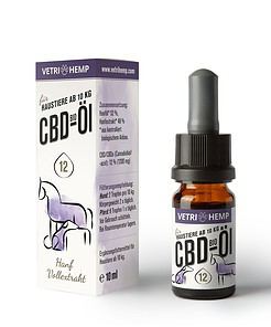 Vetrihemp Bio CBD 12% olej pro koně, psy od 10 kg, 1200mg