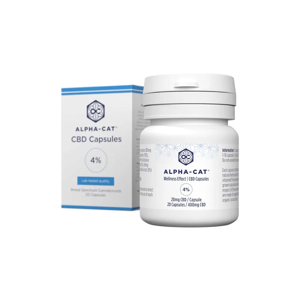 Konopné CBD kapsle 20x20mg, 400mg, 20 kapslí 3 Alpha-CAT Konopné CBD kapsle 20x20mg, 400 mg