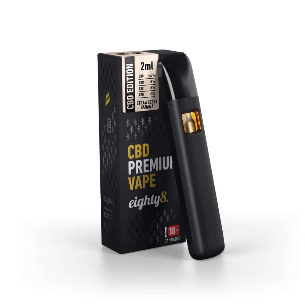 CBD Vape Strawberry Banana, 45 % CBD, 2 ml 3 Eighty8 CBD Vape Strawberry Banana, 92 % CBD, 2 ml