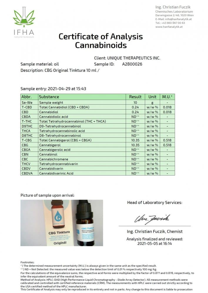 CBG tinktura Original – 10%, 1000 mg 4 CBG tinktura Original – 10%, 1000 mg - Obrázek 2