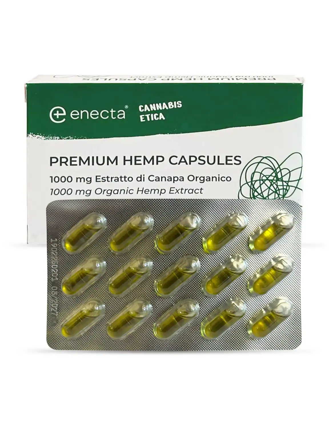 Premium konopné kapsle, 90 kapslí, 3000 mg 4 Enecta premium konopné kapsle, 1000 mg organického extraktu z konopí, 30 kapslí