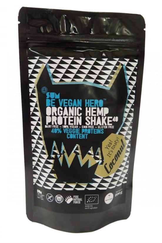 Konopný protein shake Be Vegan Hero Kokos 3 Konopný protein shake Be Vegan Hero Kokos