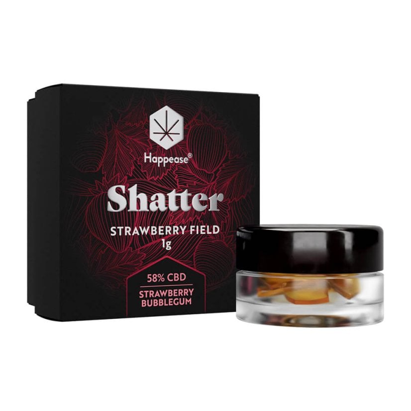 Extrakt Strawberry Field Shatter 58% CBD, 1 g 3 Extrakt Strawberry Field Shatter 58% CBD, 1 g