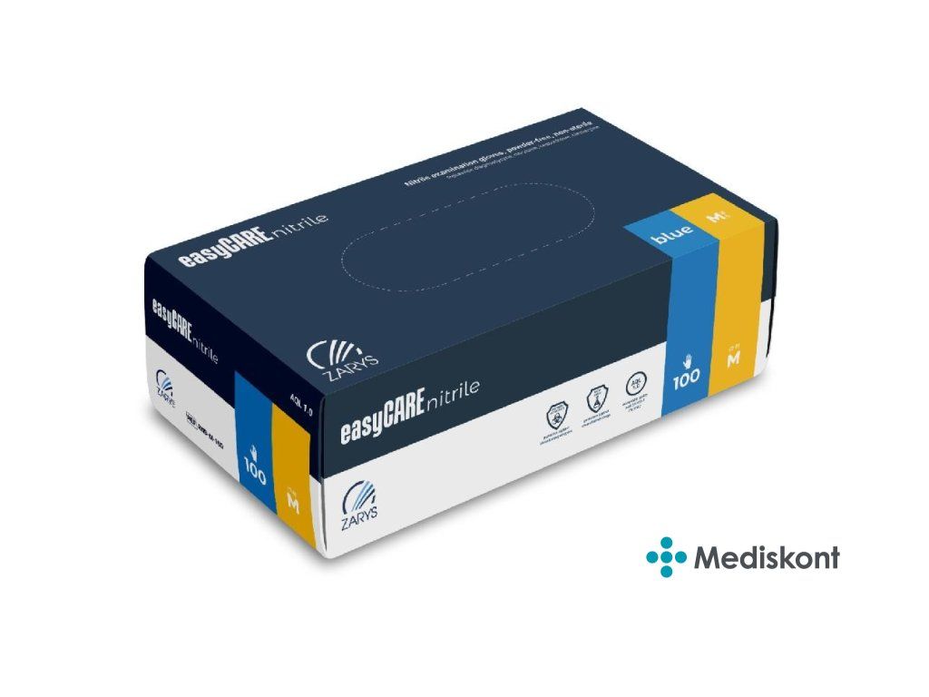 EasyCARE rukavice nitrilové 100 ks, modré, nepudrované - L 3 EasyCARE rukavice nitrilové 100 ks, modré, nepudrované
